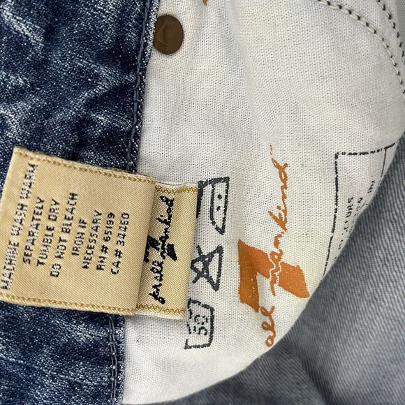 7 Seven For All Mankind Jeans Womens 30 Blue Pink Stitching A Pocket Flare Y2K - Picture 12 of 12